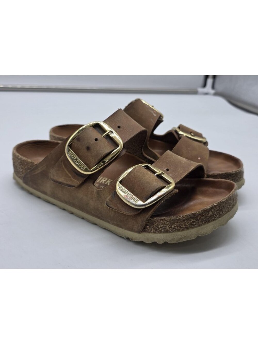 Birkenstock Arizona Big Buckle Sandals Girls 35 4 Brown Leather Slide Damage